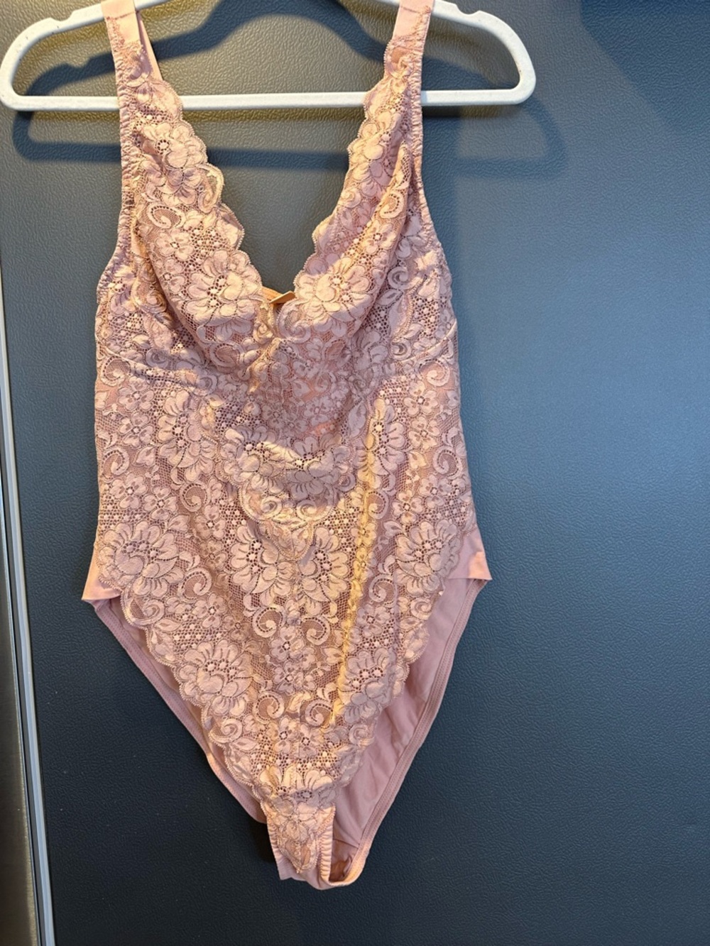 We Are Hah Size XL Lace Bodysuit in Dusty Rose